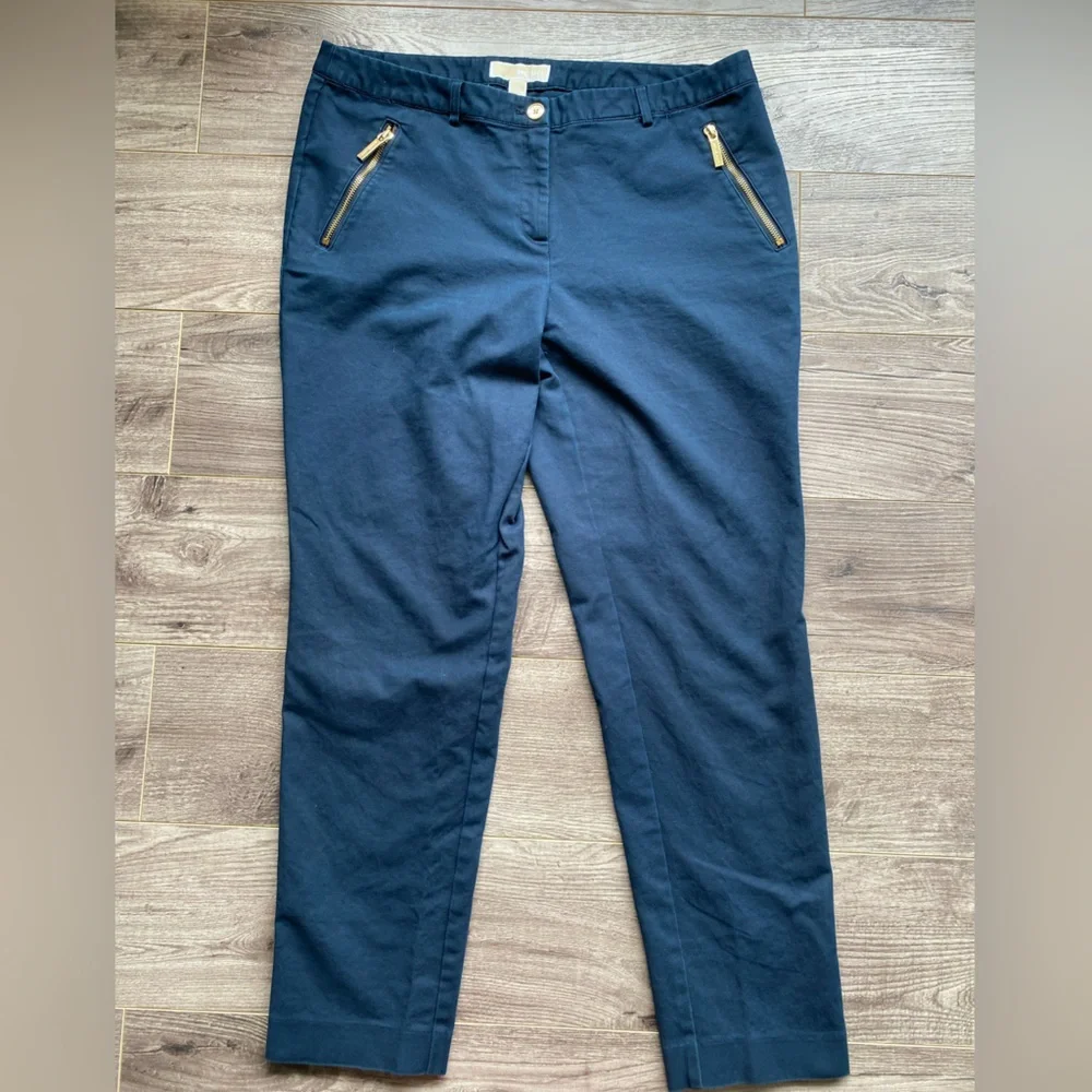 Michael Kors navy blue trousers pants with gold details 97% cotton - Picture 1 of 12